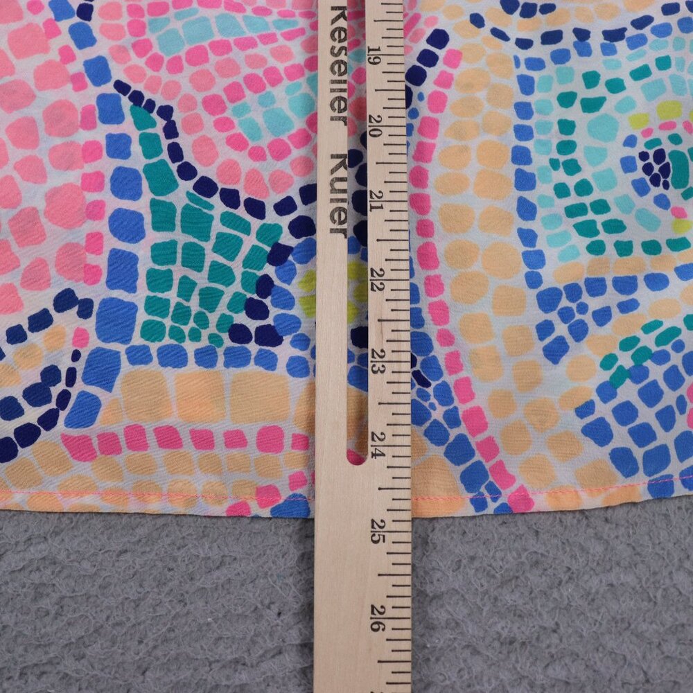 Lilly Pulitzer Elsa Top Womens Small Multicolor Silk Blouse Long Sleeve Beach - Picture 8 of 9